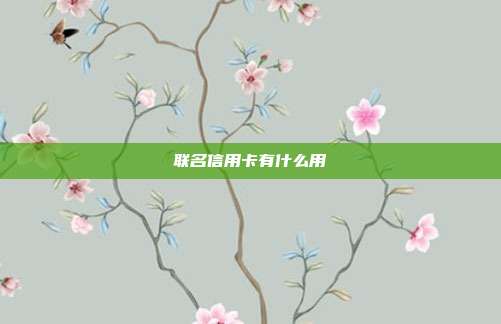 联名信用卡有什么用